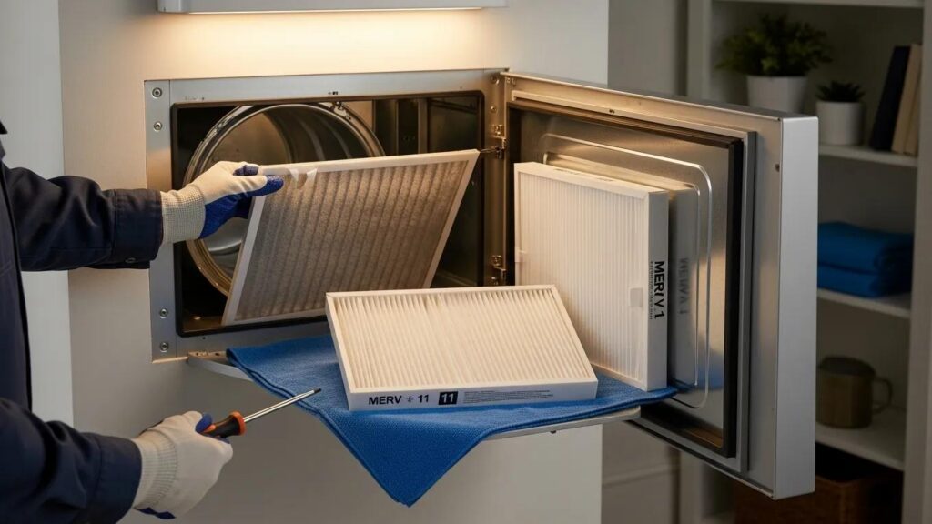 Guide: When to Change Your Air Filter 3 hvac technician replacing an air filter in a modern system highlighting maintenance for optimal air quality d71ed97e 980b 4778 a426 4ba370f32117 1