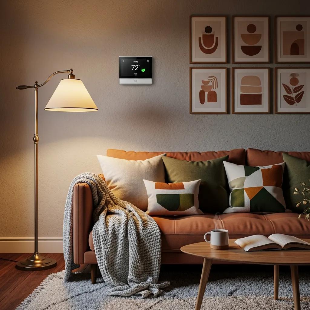 Mastering Your Thermostat for Comfort 5 modern smart thermostat in a cozy living room setting emphasizing comfort and energy efficiency 025a6517 73bd 4864 90b2 b1b90f1d8187
