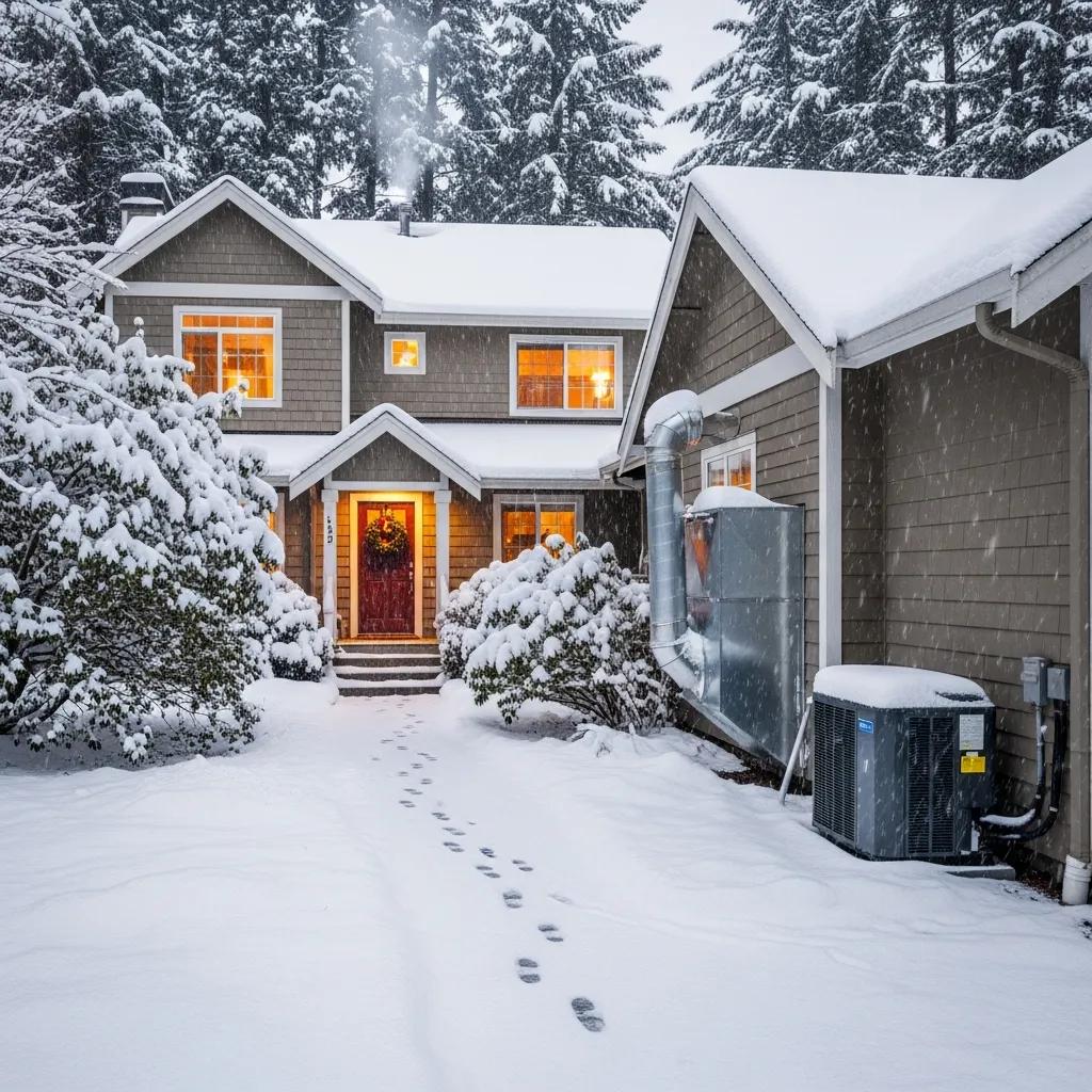 Expert Tips for Winter HVAC Maintenance You Can’t Ignore 8 Winter HVAC maintenance scene with a cozy home and visible heating units
